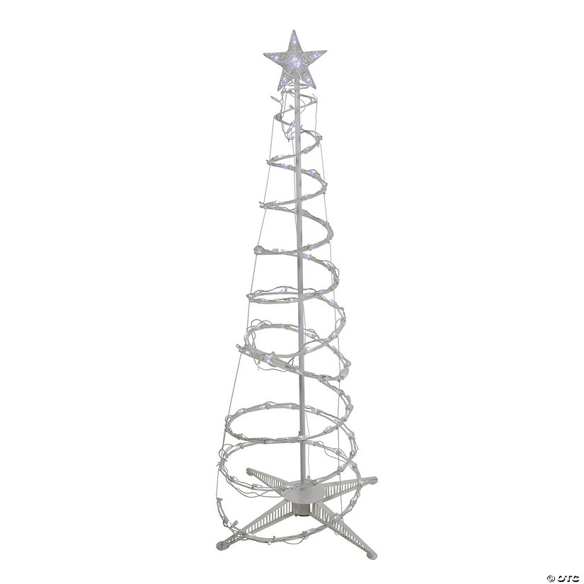 Northlight - 5' Pure White LED Spiral Cone Tree Outdoor Christmas Decoration Image
