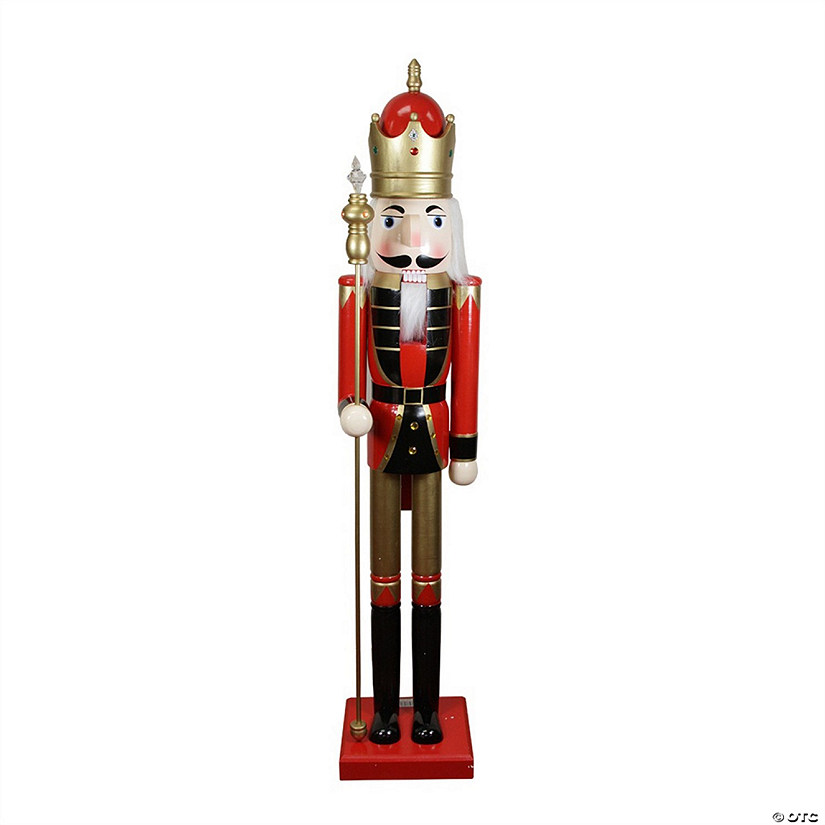 Northlight 5' Red and White Commercial Size Christmas Nutcracker with Scepter Image