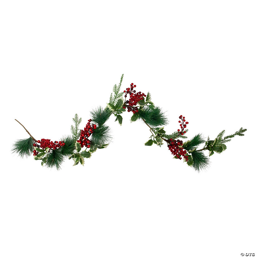 Northlight 5' x 5" Holly and Pine Springs Artificial Christmas Garland - Unlit Image