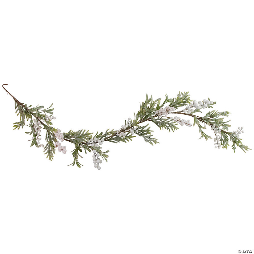Northlight 5' x 7" Artificial Christmas Garland with Frosted Foliage and Berries  Unlit Image