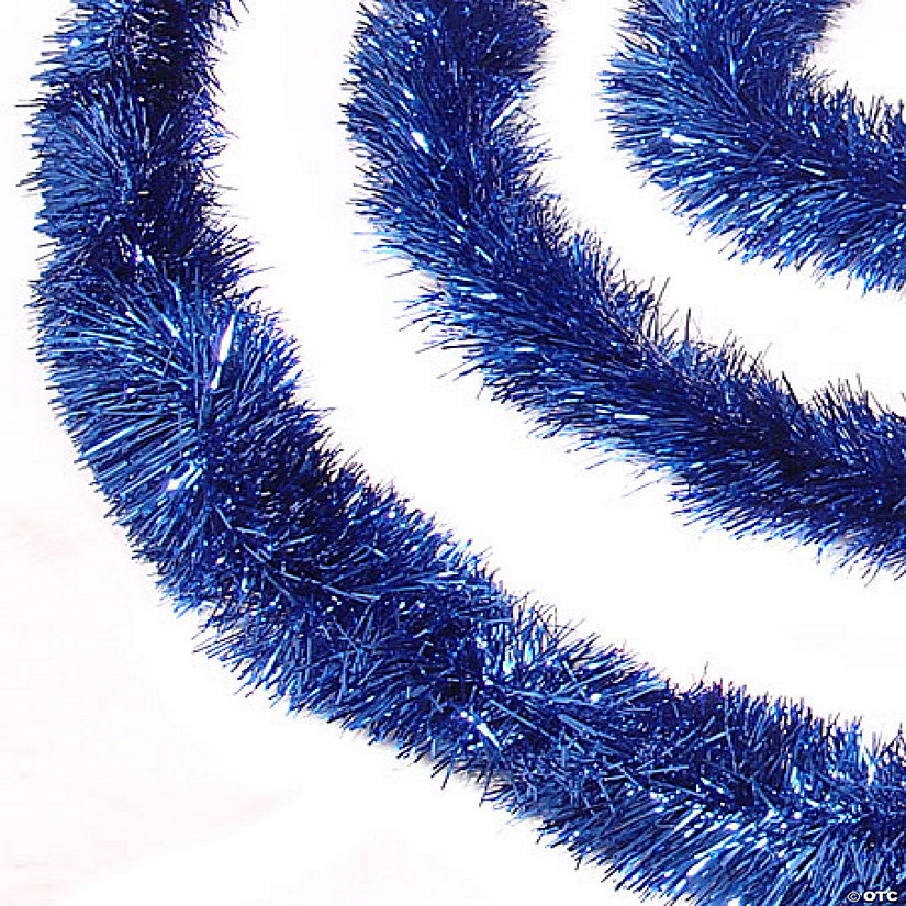 Northlight 50' Shiny Lavish Blue Christmas and Hanukkah Foil Tinsel Garland - Unlit Image
