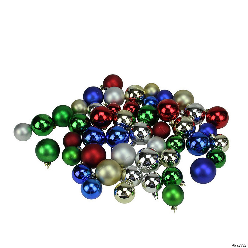 Northlight 50ct Traditional Multi Shatterproof 2-Finish Christmas Ball Ornaments 2" (50mm) Image