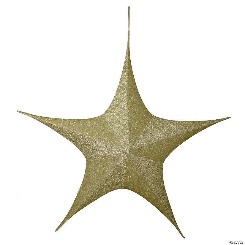 Northlight 51" Gold Tinsel Foldable Christmas Star Outdoor Decoration Image