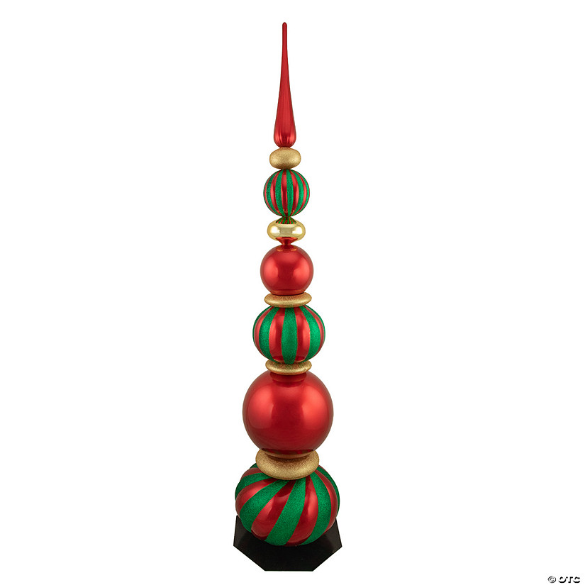 Northlight 54" Green and Red Topiary Finial Tower Commercial Christmas Decoration Image