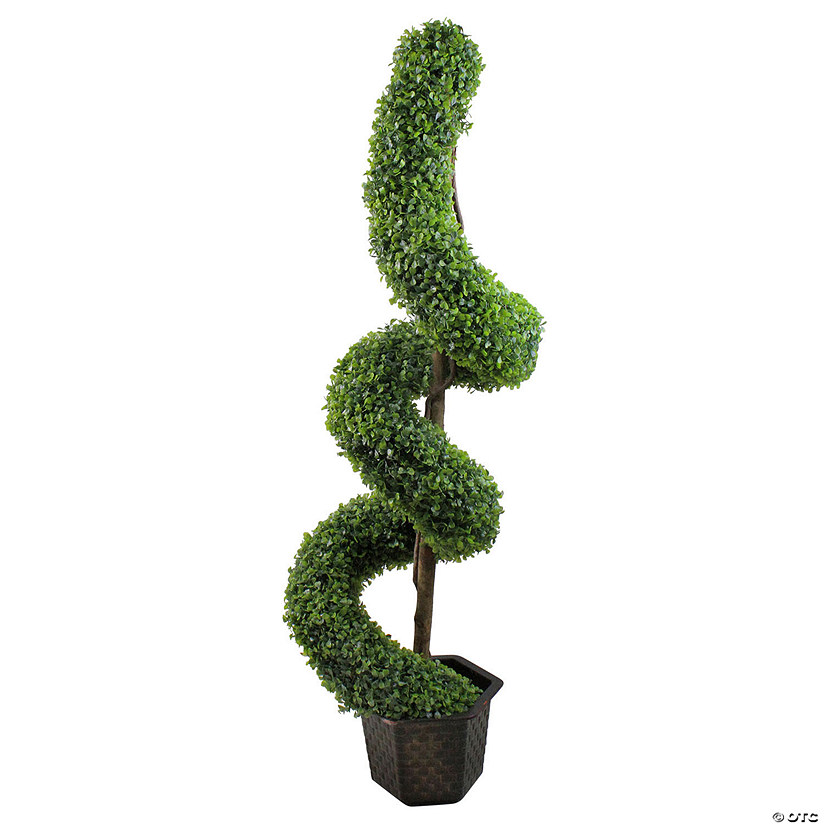 Northlight 56" Potted Two-Tone Artificial Boxwood Spiral Topiary Tree Image