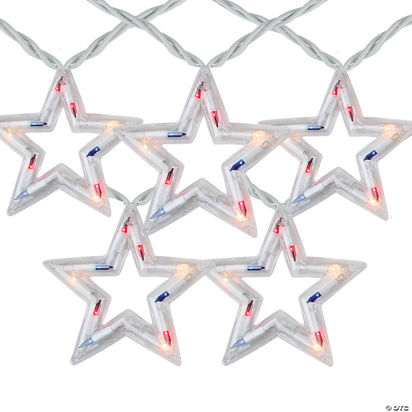 Northlight 5ct Patriotic Star Fourth of July Light Set 5.25ft White Wire Image