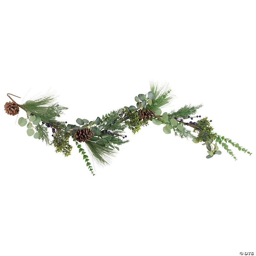 Northlight 5ft Blueberry Eucalyptus Pine Artificial Christmas Garland - Unlit Image