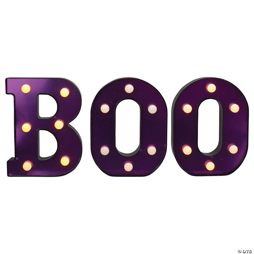 Northlight 6.5" LED Black and Purple BOO Halloween Marquee Sign Image