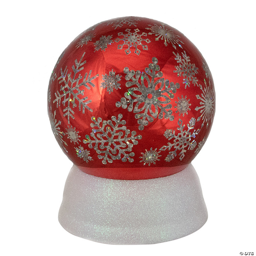 Northlight 6.5" LED Lighted Shiny Red Snowflake Water Globe Tabletop Decoration Image