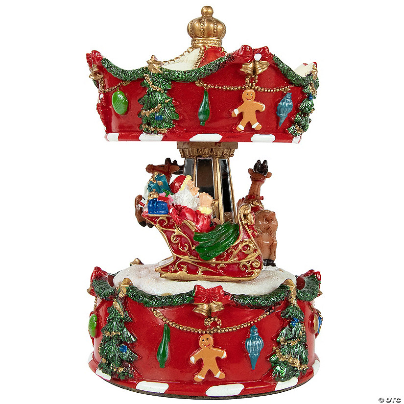 Northlight 6.5" Merry Go Santa Animated Christmas Carousel Music Box Image