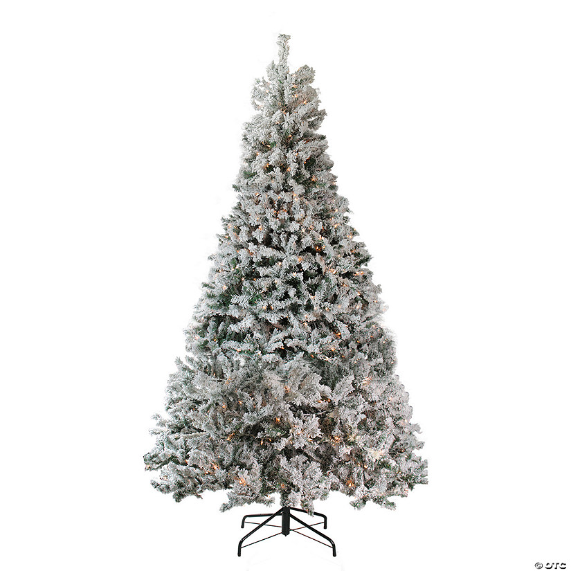 Northlight 6.5' Pre-Lit Flocked Pine Medium Artificial Christmas Tree - Clear Lights Image