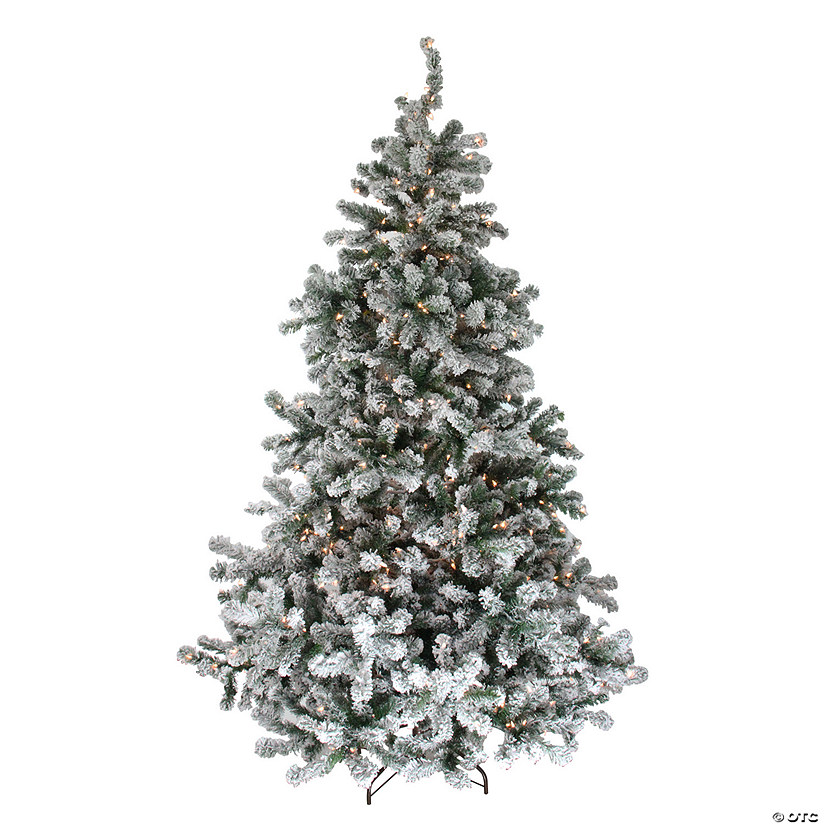 Northlight 6.5' Pre-Lit Medium Flocked Natural Emerald Artificial Christmas Tree - Clear Lights Image