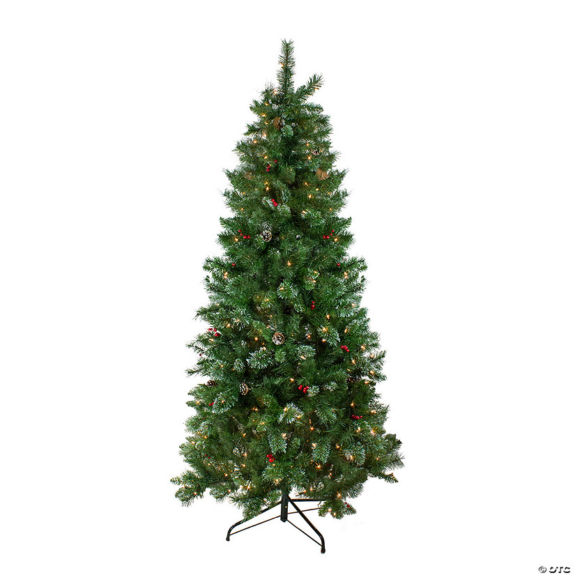 Northlight 6.5' Pre-Lit Medium Mixed Pine and Iridescent Glitter Artificial Christmas Tree - Clear Lights Image