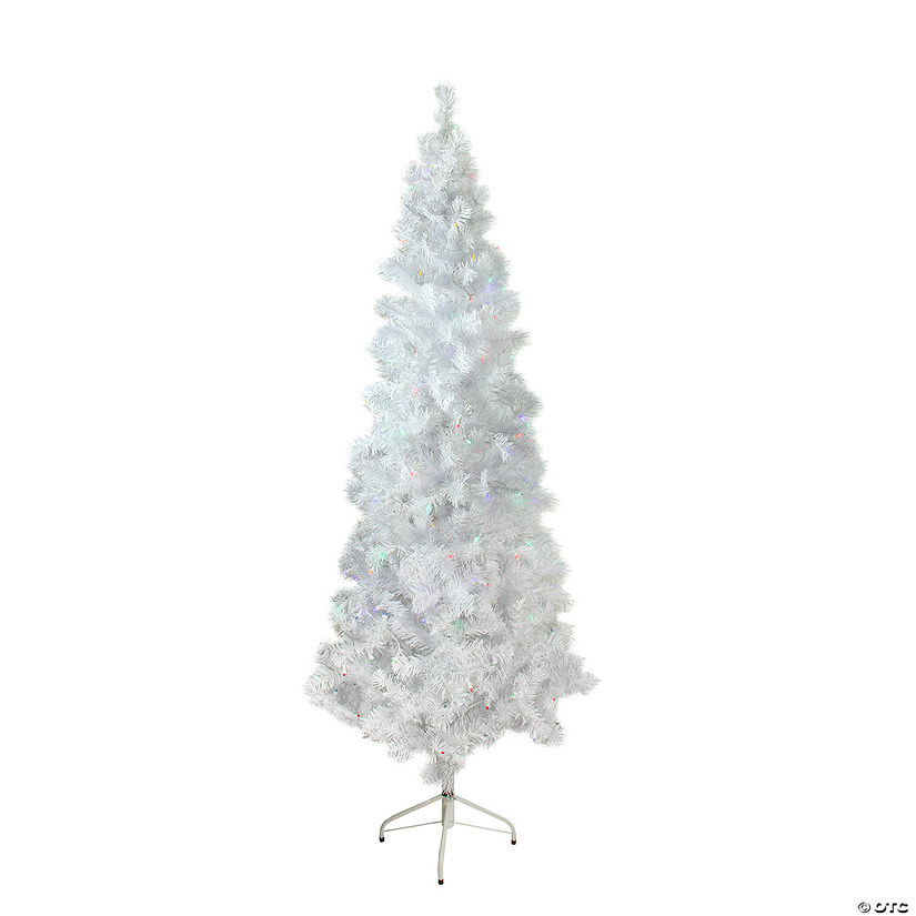 Northlight 6.5' Pre-Lit Pencil White Winston Pine Artificial Christmas Tree - Multi LED Lights Image