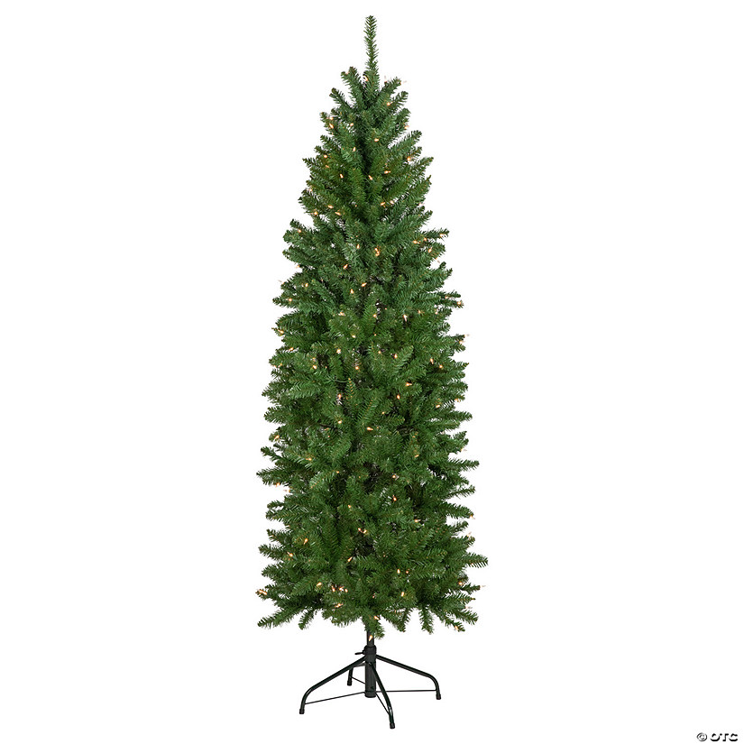 Northlight 6.5' Pre-Lit White River Fir Pencil Artificial Christmas Tree  Clear Lights Image