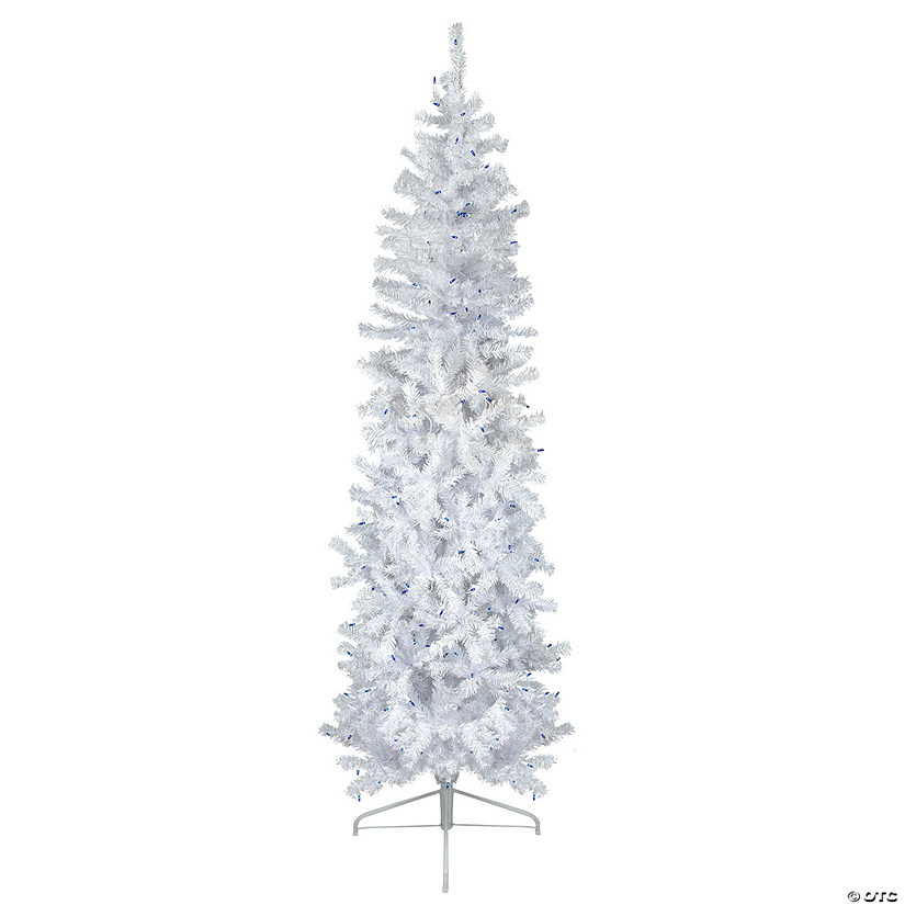 Northlight 6.5' Pre-Lit Woodbury White Pine Pencil Artificial Christmas Tree  Blue Lights Image