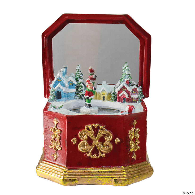 Northlight - 6.5" Red and Gold Holiday Winter Village Music Box Image