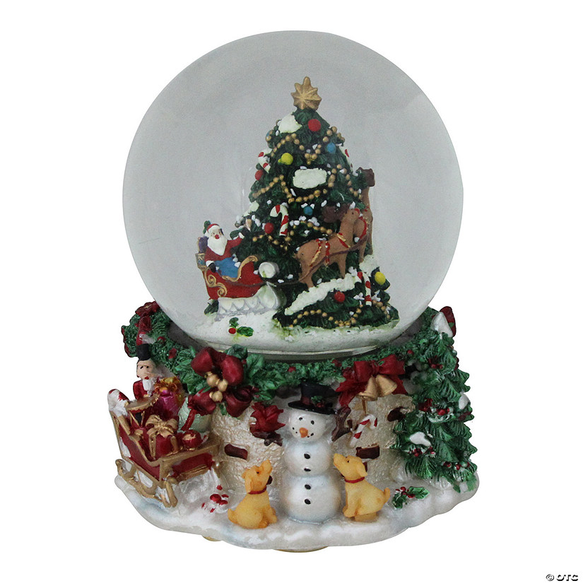 Northlight 6.75" Christmas Tree and Santa Claus Musical Snow Globe Image