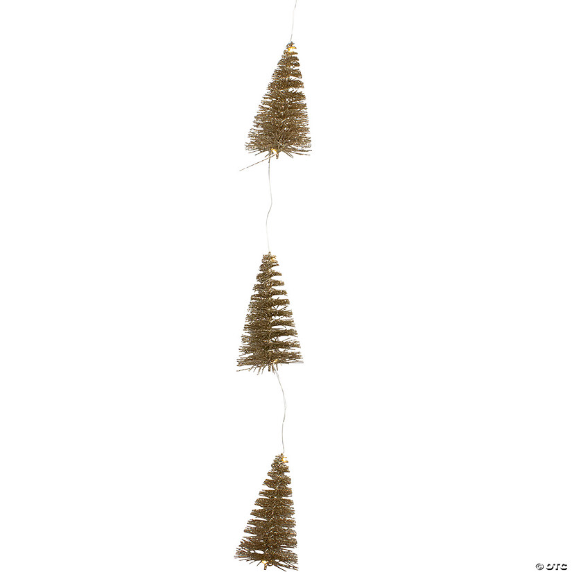 Northlight 6.75' LED Lighted B/O Gold Mini Sisal Tree Christmas Garland - Warm White Lights Image