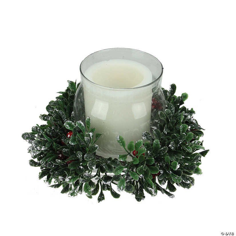 Northlight - 6" Boxwood with Berry Tipped Christmas Hurricane Centerpiece Decoration Image