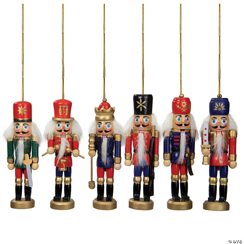 Northlight 6-Count Red and Blue Classic Nutcracker Christmas Ornaments - 5.25 Inches Image