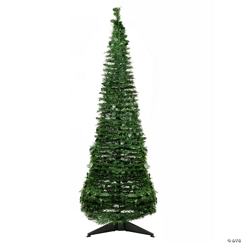 Northlight 6' Green Tinsel Pop-Up Artificial Christmas Tree  Unlit Image