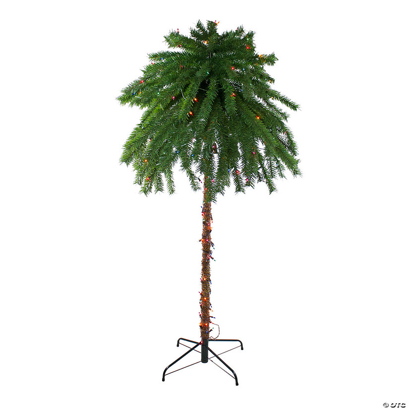 Northlight 6' Pre-Lit Artificial Tropical Outdoor Patio Palm Tree - Multicolor Lights Image