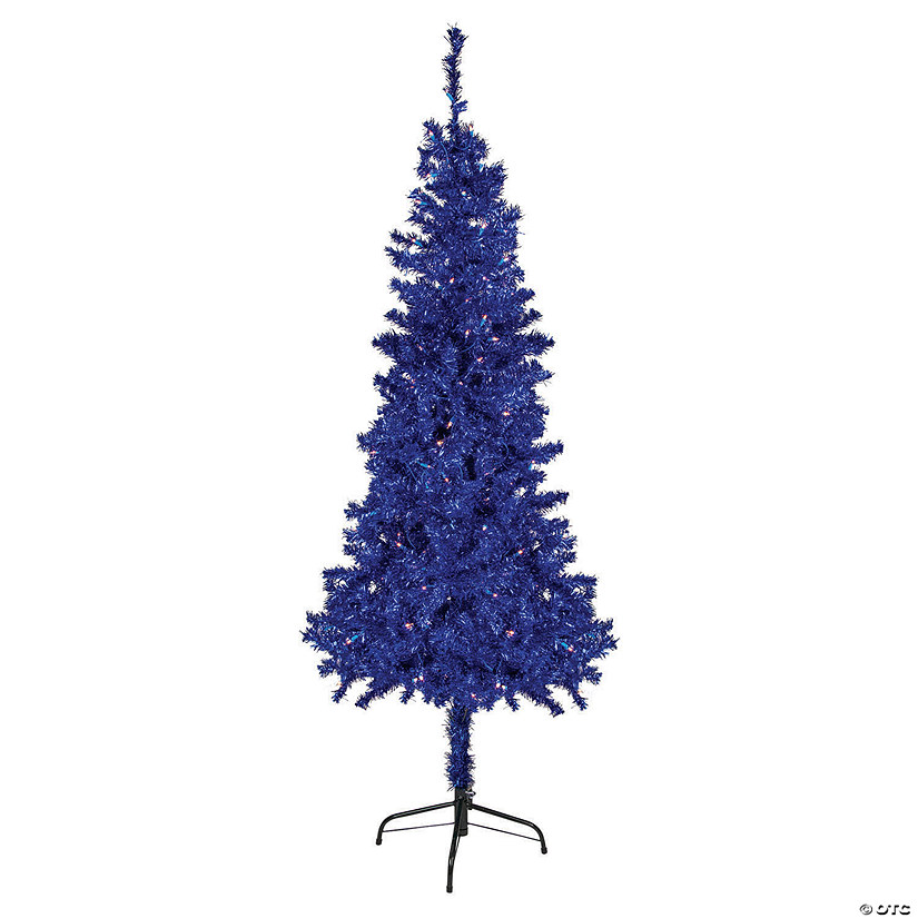 Northlight 6' Pre-Lit Blue Artificial Tinsel Christmas Tree  Clear Lights Image