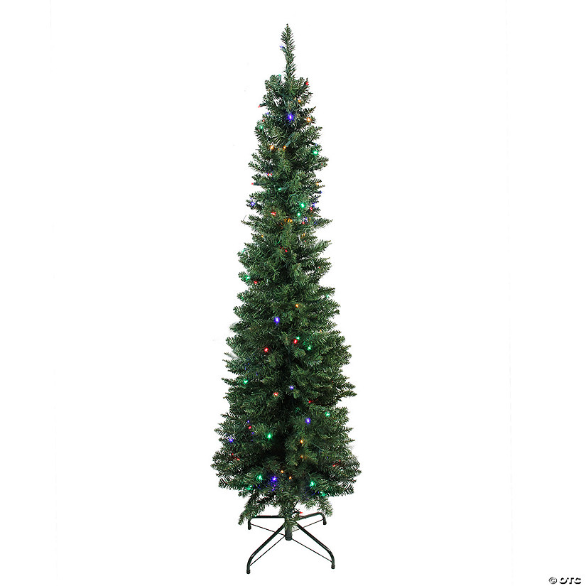 Northlight 6' Pre-Lit LED Pencil Northern Balsam Fir Artificial Christmas Tree - Multi Lights Image