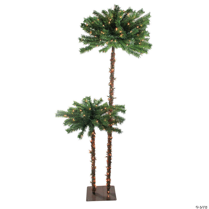 Northlight 6' Pre-Lit Tropical Palm Tree Artificial Christmas Tree - Clear Lights Image