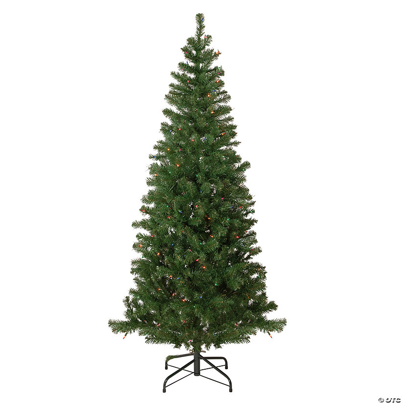 Northlight 6' Pre-Lit Wilson Pine Slim Artificial Christmas Tree  Multi Lights Image