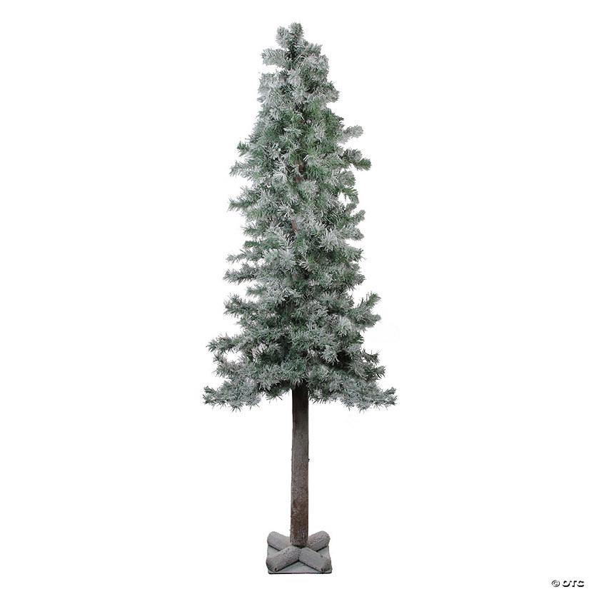 Northlight 6' Slim Flocked and Glittered Woodland Alpine Artificial Christmas Tree - Unlit Image