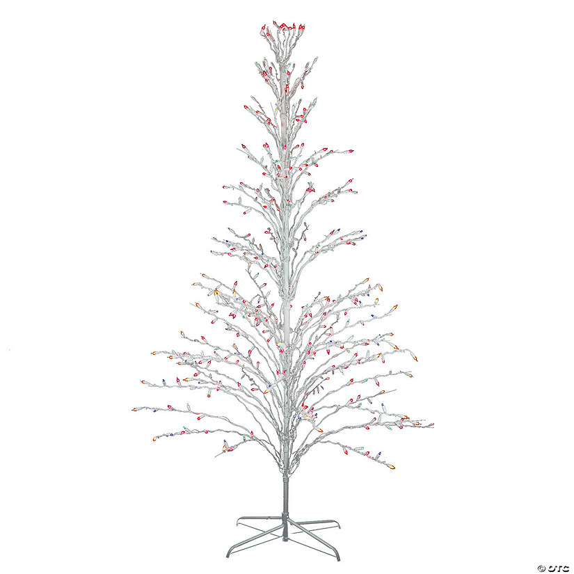 Northlight - 6' White Cascade Twig Tree Christmas Outdoor Decoration - Multi-Color Lights Image
