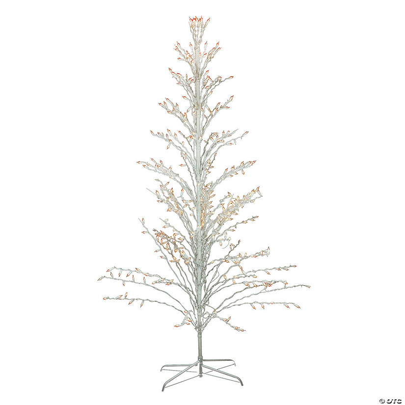 Northlight - 6' White Pre-Lit Christmas Cascade Twig Tree Outdoor Decoration - Clear Lights Image
