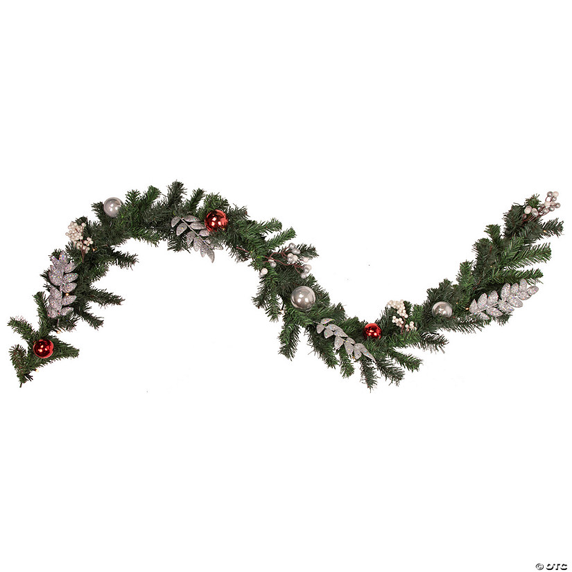 Northlight 6' x 10" Pre-Lit Decorated Green Pine Artificial Christmas Garland  Warm White LED Lights Image