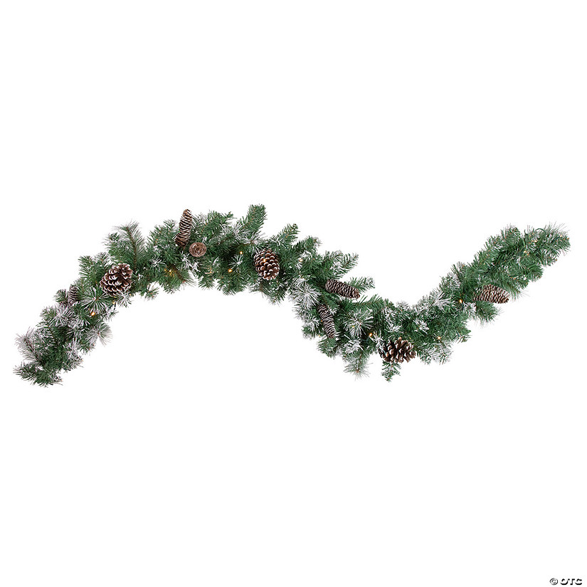 Northlight 6' x 9" Pre-Lit Decorated Frosted Pine and Pine Cone Artificial Christmas Garland Image