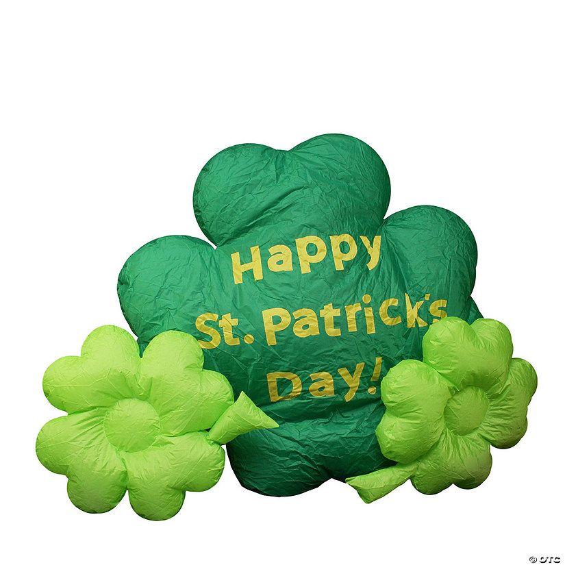 Northlight 60" inflatable lighted happy st. patrick's day triple shamrock outdoor decoration Image
