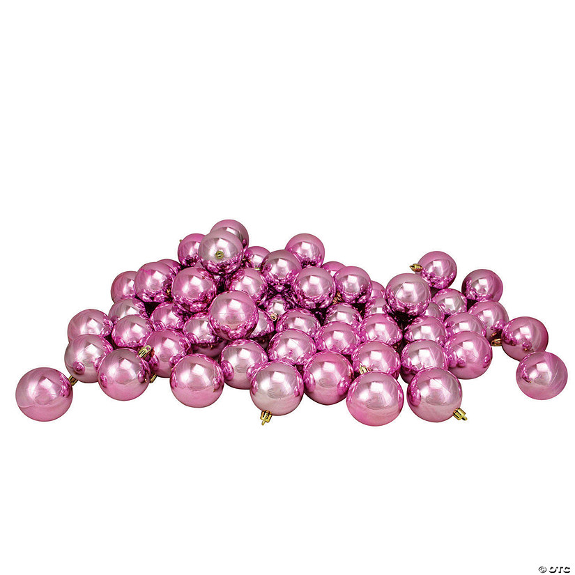 Northlight 60ct Bubblegum Pink Shatterproof Shiny Christmas Ball Ornaments 2.5" (60mm) Image