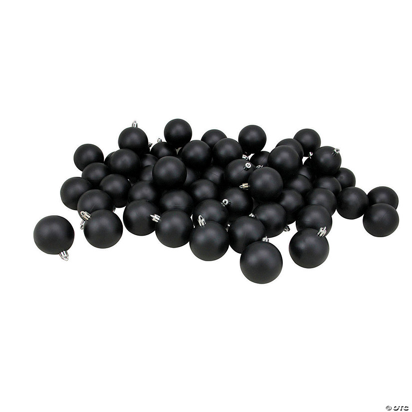 Northlight 60ct Jet Black Shatterproof Matte Christmas Ball Ornaments 2.5 inches 60mm Image