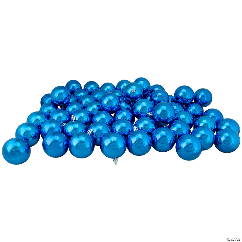 Northlight 60ct Lavish Blue Shatterproof Shiny Christmas Ball Ornaments 2.5" (60mm) Image