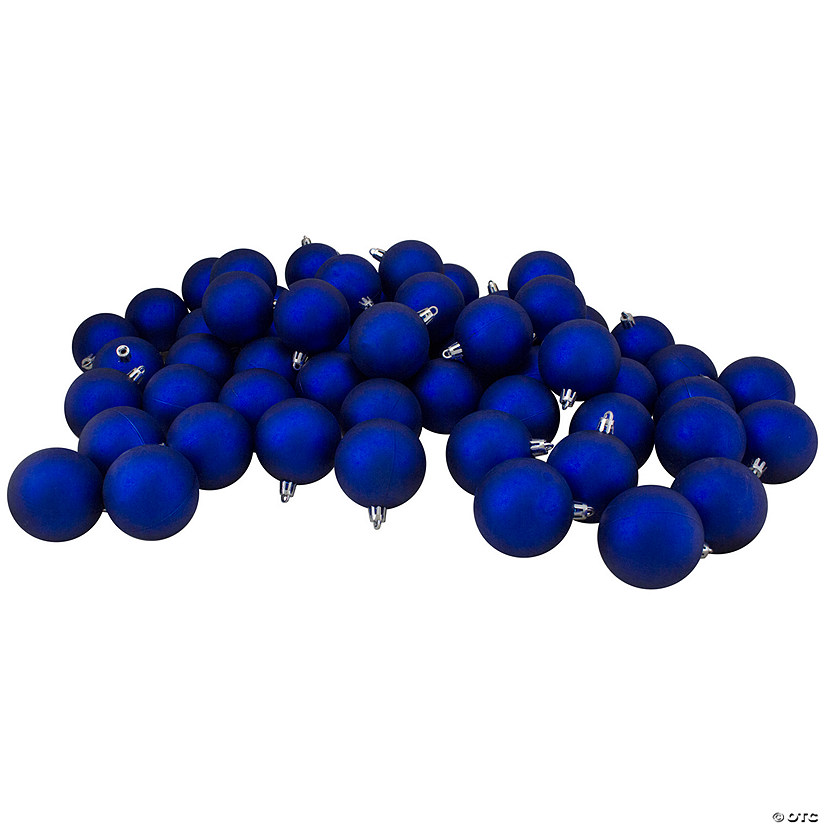 Northlight 60ct Royal Blue Shatterproof Matte Christmas Ball Ornaments 2.5" (60mm) Image