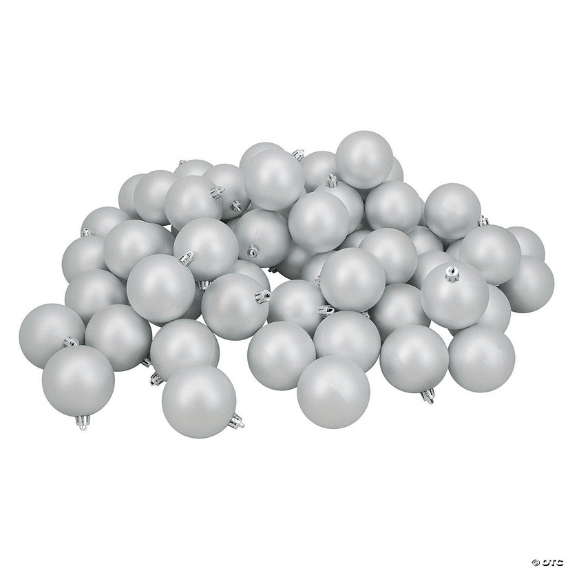 Northlight 60ct Silver Shatterproof Matte Christmas Ball Ornaments 2.5" (60mm) Image