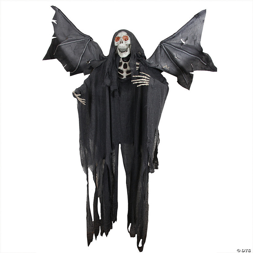 Northlight 66" Pre-Lit Black and Red Sonic Skeletal Reaper with Wings Halloween Decor Image