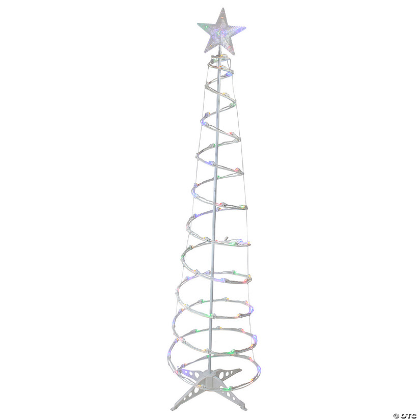 Northlight 6ft LED Lighted Spiral Cone Tree Outdoor Christmas Decoration  Multi Lights Image