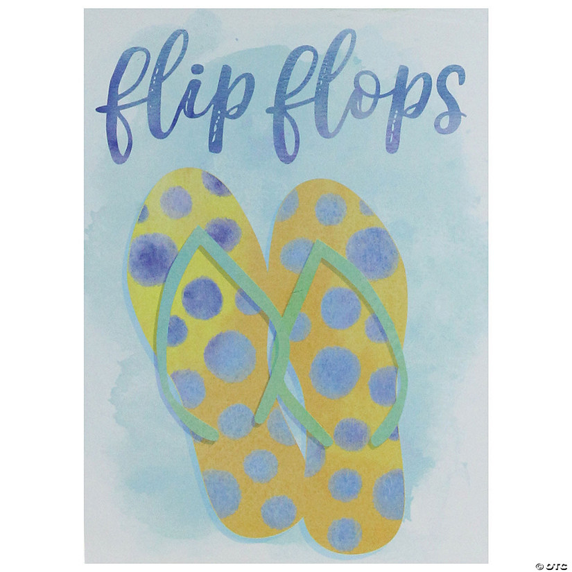 Northlight 7.25" Decorative Yellow and Orange with Blue Polka Dots &#8220;Flip Flops" Wooden Wall Plaque Image