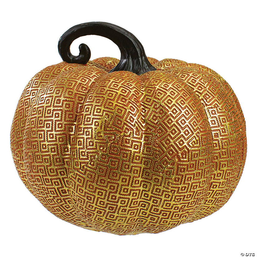 Northlight 7.5" Gold and Orange Textured Pumpkin Fall Decoration Image