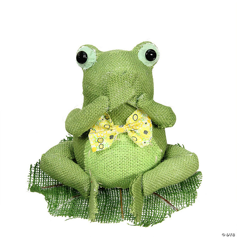 Northlight 7.5" green  yellow and white decorative sitting frog spring decoration Image