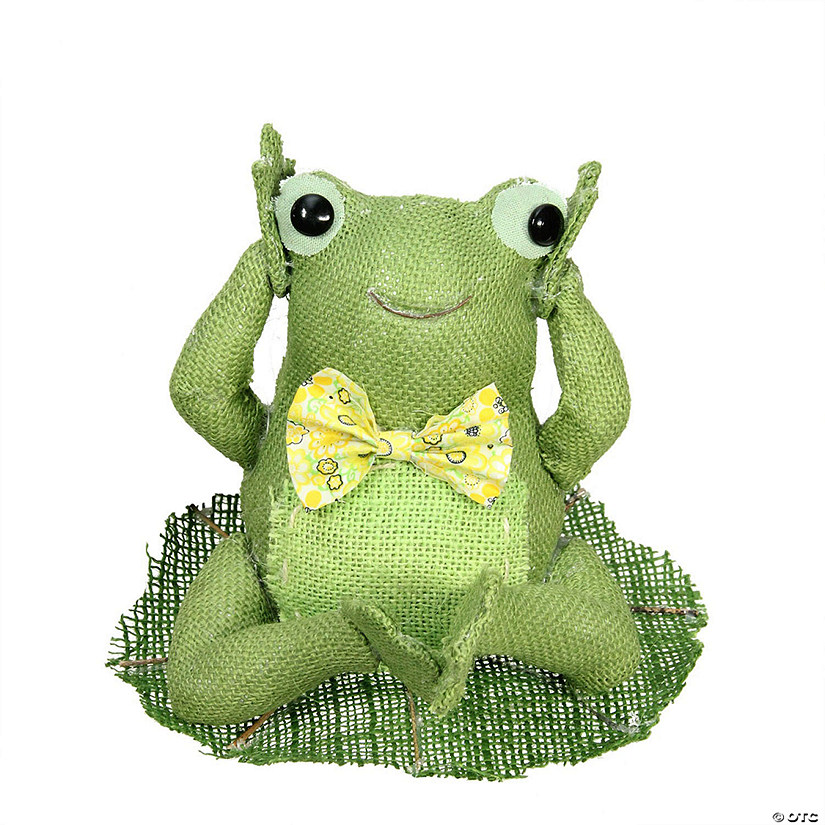 Northlight 7.5" green  yellow and white decorative sitting frog spring table top decoration Image
