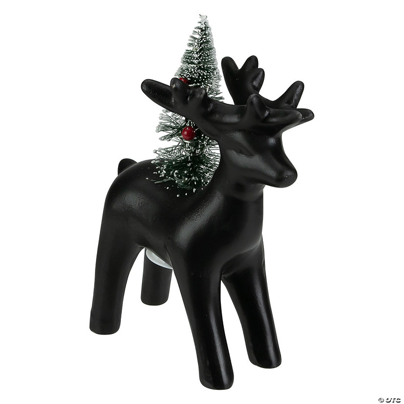 Northlight 7.5" LED Lighted Ceramic Standing Reindeer with Christmas Tree  Warm White Lights Image