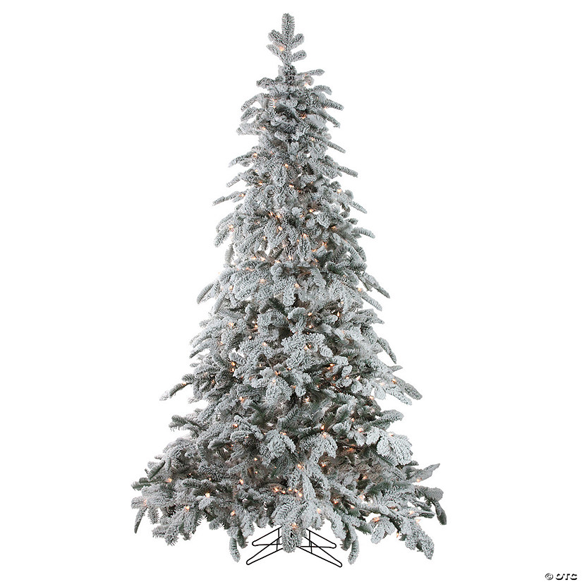 Northlight 7.5' Pre-Lit Full Flocked Whistler Noble Fir Artificial Christmas Tree - Clear Lights Image
